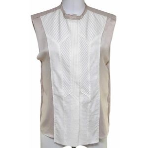 BOTTEGA VENETA Blouse Shirt Top Sleeveless White Blush Snap Front Sz 38 BNWT